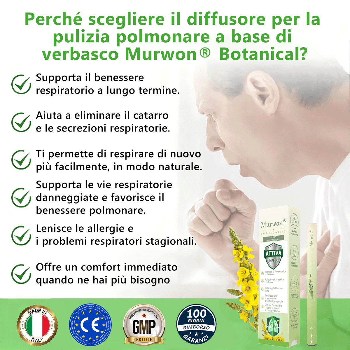 𝐍𝐞𝐠𝐨𝐳𝐢𝐨 𝐮𝐟𝐟𝐢𝐜𝐢𝐚𝐥𝐞✅ 𝑴𝒖𝑟𝑤𝗈𝗇® 𝑫𝒊𝒇𝒇𝒖𝒔𝒐𝒓𝒆 𝒃𝒐𝒕𝒂𝒏𝒊𝒄𝒐 𝒅𝒊 𝒗𝒆𝒓𝒃𝒂𝒔𝒄𝒐 𝒑𝒆𝒓 𝒍𝒂 𝒑𝒖𝒍𝒊𝒛𝒊𝒂 𝒅𝒆𝒊 𝒑𝒐𝒍𝒎𝒐𝒏𝒊(🫁Indicato per tosse, faringite, respiro affannoso, eccesso di muco, congestione nasale, bronchite, sintomi allergici e fastidi polmonari)1