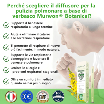 𝐍𝐞𝐠𝐨𝐳𝐢𝐨 𝐮𝐟𝐟𝐢𝐜𝐢𝐚𝐥𝐞✅ 𝑴𝒖𝑟𝑤𝗈𝗇® 𝑫𝒊𝒇𝒇𝒖𝒔𝒐𝒓𝒆 𝒃𝒐𝒕𝒂𝒏𝒊𝒄𝒐 𝒅𝒊 𝒗𝒆𝒓𝒃𝒂𝒔𝒄𝒐 𝒑𝒆𝒓 𝒍𝒂 𝒑𝒖𝒍𝒊𝒛𝒊𝒂 𝒅𝒆𝒊 𝒑𝒐𝒍𝒎𝒐𝒏𝒊(🫁Indicato per tosse, faringite, respiro affannoso, eccesso di muco, congestione nasale, bronchite, sintomi allergici e fastidi polmonari)1