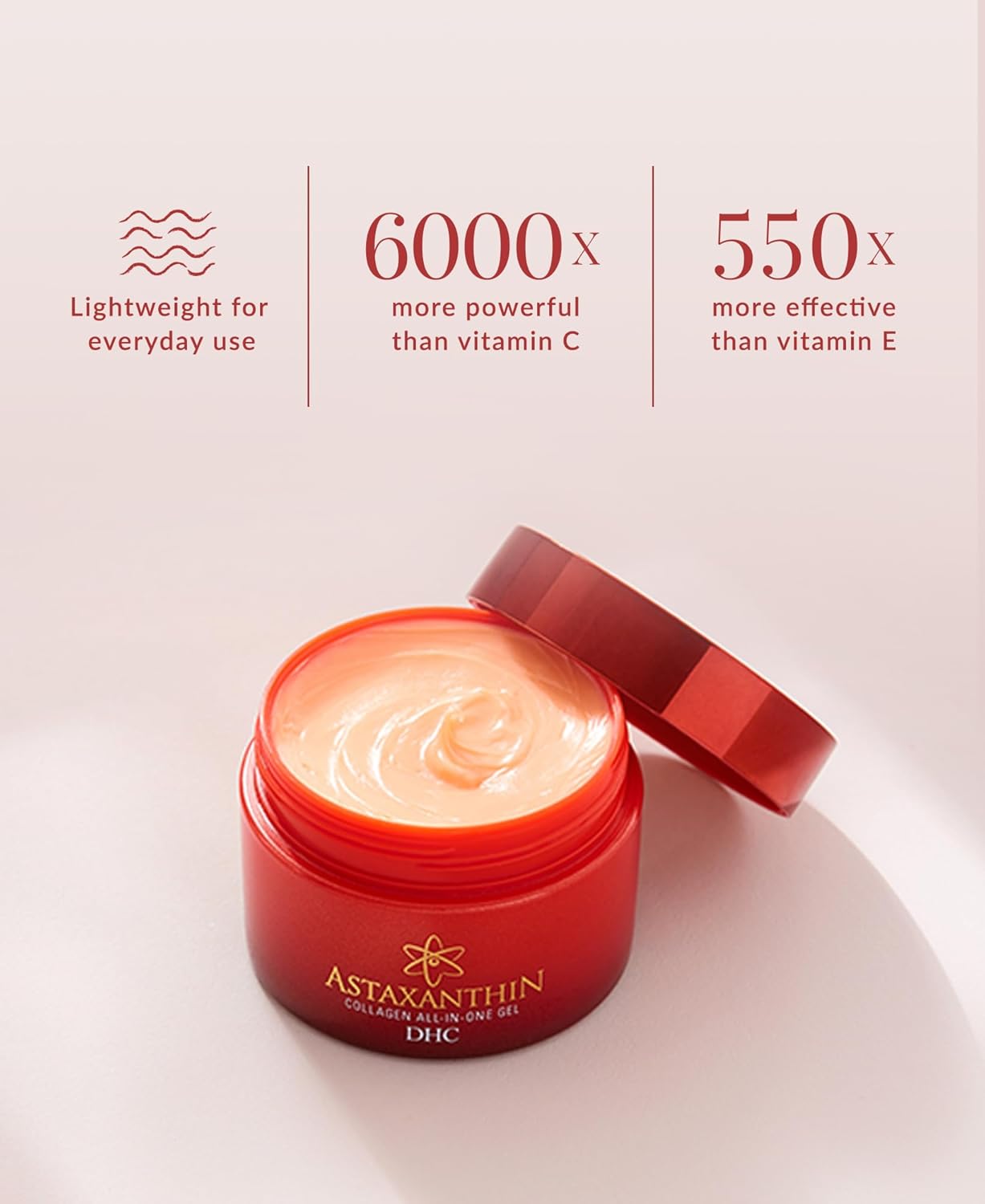 DHC Astaxanthin Collagen All-in-One Gel, Brightening Daytime Facial Moisturizer, Lightweight, Toning, Hydrating, Absorbs Quickly, Collagen, Fragrance and Colorant free, Ideal for all Skin Types