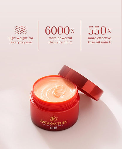 DHC Astaxanthin Collagen All-in-One Gel, Brightening Daytime Facial Moisturizer, Lightweight, Toning, Hydrating, Absorbs Quickly, Collagen, Fragrance and Colorant free, Ideal for all Skin Types