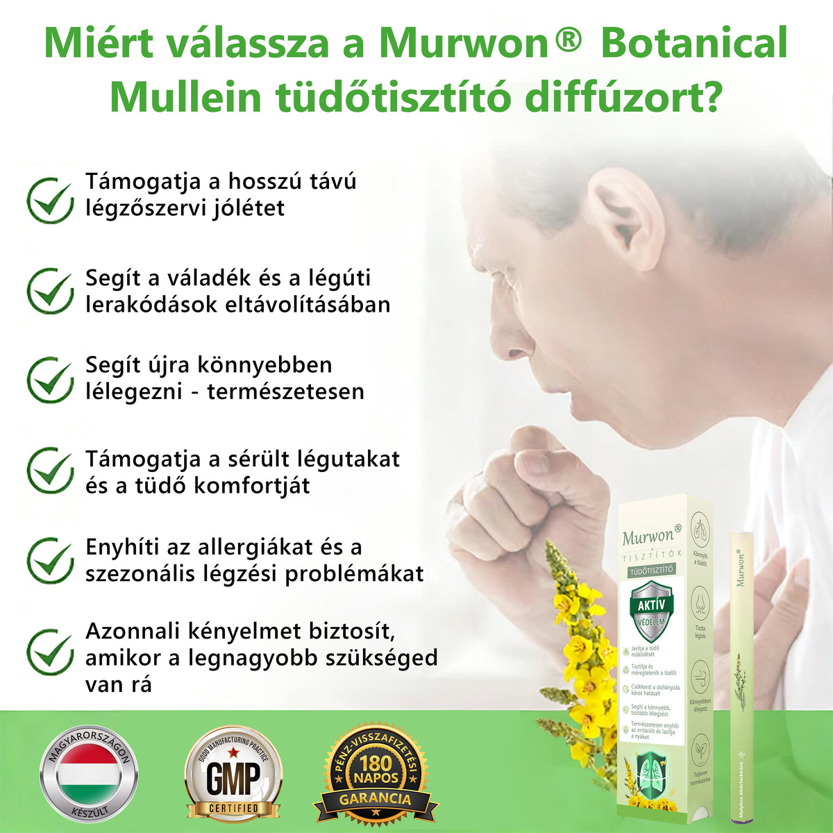 🇭🇺 Hivatalos Webáruház✅𝑴𝒖𝒓𝒘𝒐𝒏® Gyógynövényes Légzéskönnyítő Inhalátor 🌿 (Természetes támogatás a tiszta légutakért és a friss torokért)1💝